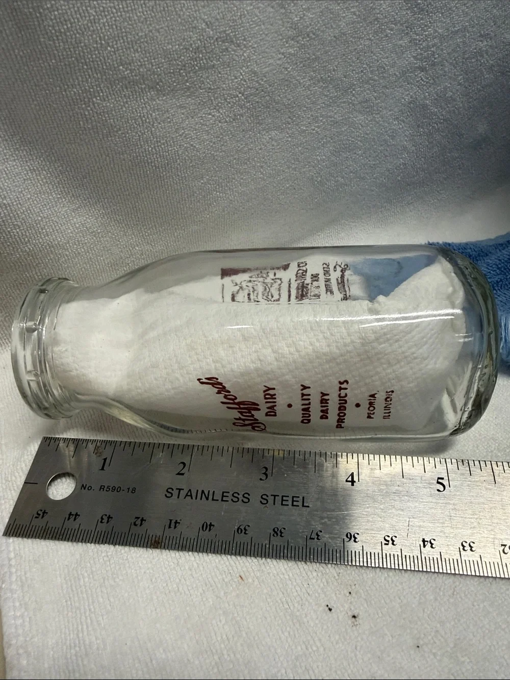 Stafford Dairy Products Clear Glass Milk Bottle,Peoria, Ill